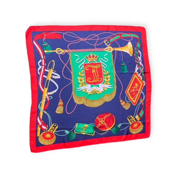 CELINE RED AND NAVY REVOLUTION FRANCAISE SCARF - Picture 5 of 6